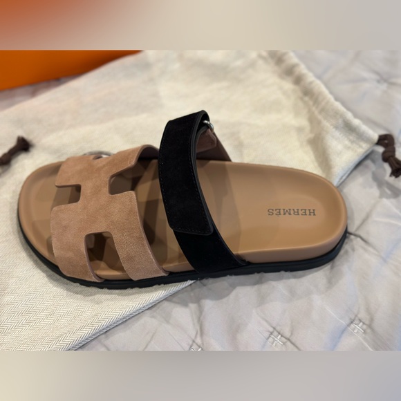 Hermes Chypre Sandals 37 Rose Perle Noir - Picture 4 of 6